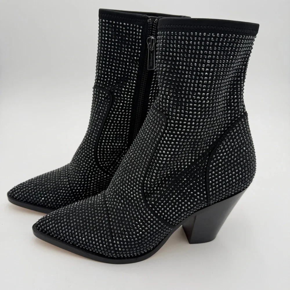 Michael Kors Dover Embellished Scuba Boot Rhinestone Pointed Toe Heels SZ 8 NWOT - Picture 2 of 15
